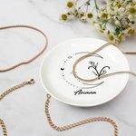 Personalized Constellation Zodiac Sign Flower Round Ceramic Trinket Jewellery Dish with Name Birthday Wedding Gift for Women