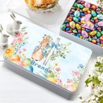 Personalisierte bunte Blumen Ostereier Peter Rabbit Lebensmittelqualität Keksdose mit Namen Ostern Party Lagerung Zubehör Geschenk für Jungen Mädchen