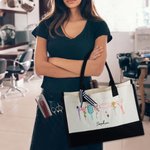Personalisierte Blume Haartrockner Hair Stylist Tools Canvas Tragetasche mit Namen Geburtstag Geschenk für Friseur Hairstylist