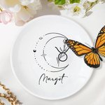 Personalized Constellation Zodiac Sign Flower Round Ceramic Trinket Jewellery Dish with Name Birthday Wedding Gift for Women