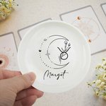 Personalized Constellation Zodiac Sign Flower Round Ceramic Trinket Jewellery Dish with Name Birthday Wedding Gift for Women