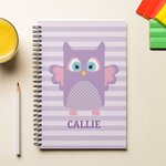 Personalized Cute Cartoon Dog Cat Animal A5 Spiral Stripes Notebook with 120 Lined Pages and Name Birthday Back to School Gift for Kids