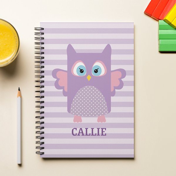 Personalized Cute Cartoon Dog Cat Animal A5 Spiral Stripes Notebook with 120 Lined Pages and Name Birthday Back to School Gift for Kids