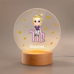 Spersonalizowana akrylowa lampka nocna LED z gwiazdami zodiaku z drewnianą podstawą Dekoracja domu Prezent urodzinowy dla chłopców i dziewczynek