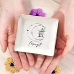 Constellation Zodiac Flower Sign Square Trinket Jewelry Dish avec Name Birthday Wedding Gift for Women