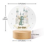 Personalisierte Dreamy Dragon Castle Acryl LED-Nachtlicht mit hölzernen Basis und Namen oder Initialen Kinderzimmer Dekoration Baby Dusche Geburtstag Geschenk für Kinder