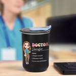 Personalised Nurse Doctor Cartoon Character 10oz Lowball Insulated Tumbler with Flip Lid and Straw Appreciation Gift for Medical Staff