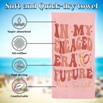 Personalised In My Engaged Era Future Oversized Absorbent Microfiber Beach Towel with Name Beach Essential Engagement Gift for Bride