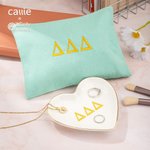 Personalisierte griechischen Buchstaben Herz Trinket Schmuck Schale und Canvas Aufbewahrungstasche Sorority Big Day Geschenk für Schwestern Freunde | Callie × Affinity Licensing
