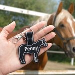 Personalisierte Pferd PU Leder Schlüsselanhänger Rucksack Tag mit Stickerei Name Pferd Reiten Zubehör Geschenk für Pferdeliebhaber Pferdesportler