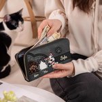 Portafoglio in pelle PU a più scomparti personalizzato con cane e gatto in stile vintage fino a 6 nomi incisi regalo perfetto per amanti degli animali