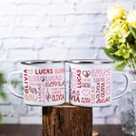 Personalisierte Herz Wiederholung Name des Paares 11oz Emaille Becher Geburtstag Valentinstag Geschenk für Paar
