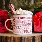 Personalisierte Herz Wiederholung Name des Paares 11oz Emaille Becher Geburtstag Valentinstag Geschenk für Paar