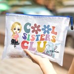 Personalizzato Cool Sister Club Cartoon Character Borsa da spiaggia impermeabile con nome Compleanno Matrimonio Festa in spiaggia regalo per lei