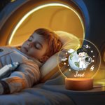 Luz nooctura LED con base de madera personalizada con nombre planeta y astronauta decoración de habitación regalo de cumpleaños para niños