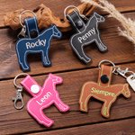 Personalisierte Pferd PU Leder Schlüsselanhänger Rucksack Tag mit Stickerei Name Pferd Reiten Zubehör Geschenk für Pferdeliebhaber Pferdesportler