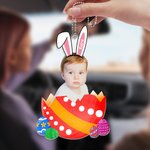 Personalisiertes Foto Osterei Ornament mit Namen Schlüsselanhänger Autozubehör Ostergeschenk für Familie