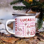 Personalisierte Herz Wiederholung Name des Paares 11oz Emaille Becher Geburtstag Valentinstag Geschenk für Paar