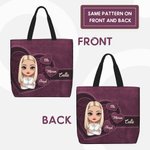 Personalized Retro Heart Cartoon Character Large Tote Bag with 1-8 Names Birthday Mother's Day Gift for Women
