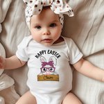 Spersonalizowany mój pierwszy wielkanocny śliczny króliczek 100% bawełny Body niemowlęce z imieniem Wielkanocny prezent na baby shower dla noworodków i nowych rodziców