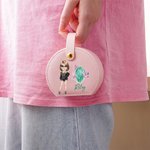 Personalisierte Mode Cartoon Girl Floral Birthstone Portable Leder Hand-held-Schmuck-Box mit Namen Travel Essentials Geburtstag Geschenk für Frauen Mädchen