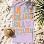 Personalised In My Engaged Era Future Oversized Absorbent Microfiber Beach Towel with Name Beach Essential Engagement Gift for Bride