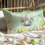 Personlig blomsterkors Peter Rabbit Eggs Mykt putetrekk med navn Hjemmeinnredning Påske Bursdag Baby Shower Gave til barn Familie
