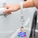 Personalisiertes Foto Osterei Ornament mit Namen Schlüsselanhänger Autozubehör Ostergeschenk für Familie