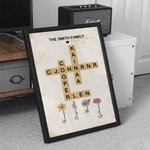 Mots croisés personnalisés Scrabble Puzzle Art Poster encadré Peinture sans cadre avec 2-8 Fleurs de naissance Anniversaire Cadeau de pendaison de crémaillère pour membre de la famille