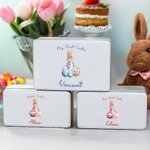 Boîte à biscuits en métal de qualité alimentaire avec nom et texte Cadeau d'anniversaire de Pâques pour la famille et les enfants