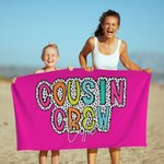 Personnalisé Fashion Dalmatian Dots Cousin Crew Quick Dry Oversized Beach Towel with Name Summer Travel Essential Beach Party Gift for Family Kids