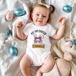 Spersonalizowany mój pierwszy wielkanocny śliczny króliczek 100% bawełny Body niemowlęce z imieniem Wielkanocny prezent na baby shower dla noworodków i nowych rodziców