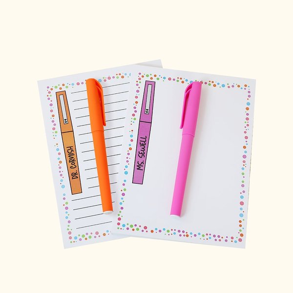 Bloc-notes compact personnalisé multicolore pour enseignants avec stylo Flare Papeterie Cadeau d'appréciation pour enseignants