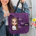 Sac fourre-tout personnalisé avec 1 à 8 noms et personnage de dessin animé - Cadeau d’anniversaire fête des Mères pour femmes