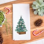 Personalized Christmas Tree 100% Cotton Absorbent Kitchen Waffle Towel with 2-8 Family Names Holiday Gift for Family 1