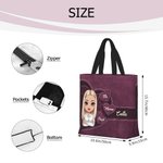 Personalized Retro Heart Cartoon Character Large Tote Bag with 1-8 Names Birthday Mother's Day Gift for Women