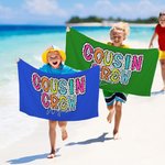 Personnalisé Fashion Dalmatian Dots Cousin Crew Quick Dry Oversized Beach Towel with Name Summer Travel Essential Beach Party Gift for Family Kids