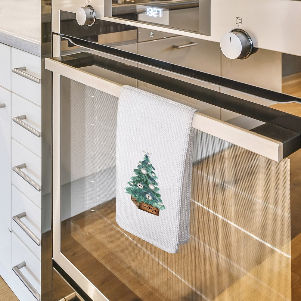 Personalized Christmas Tree 100% Cotton Absorbent Kitchen Waffle Towel with 2-8 Family Names Holiday Gift for Family 3