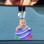 Personalisiertes Foto Osterei Ornament mit Namen Schlüsselanhänger Autozubehör Ostergeschenk für Familie
