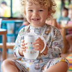 Personalised Cute Animal Friends 10oz Insulated Sippy Cup with Colourful Name and Handle  Baby Shower Birthday Gift for Toddler Kid