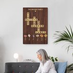 Mots croisés personnalisés Scrabble Puzzle Art Poster encadré Peinture sans cadre avec 2-8 Fleurs de naissance Anniversaire Cadeau de pendaison de crémaillère pour membre de la famille
