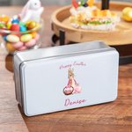 Boîte à biscuits en métal de qualité alimentaire avec nom et texte Cadeau d'anniversaire de Pâques pour la famille et les enfants