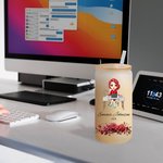Personalised Floral Cartoon Business Character 20oz Frosted Glass Cup with Name and Straw Daily Travel Essential Birthday Office Gift for Coworker