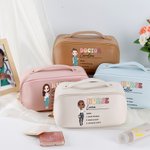 Personifierad Retro Cartoon Medical Character PU läder Wide Open Makeup Bag med namn och substantiv Medicinsk dag Uppskattningsgåva för sjuksköterska läkare