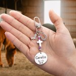 Personalisierte Western Kreuz Hufeisen Pferd Sattel Perlen Charme mit Namen Pferdesport Geburtstag Geschenk für Pferdeliebhaber Besitzer