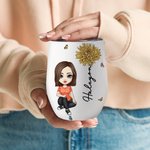 Personalisierte Chaos-Koordinator Cartoon-Charakter 12oz Wein Becher mit Geburt Blume und Name Reise-Zubehör Geburtstag Geschenk für Frauen Männer