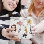 Personalisierte Chaos-Koordinator Cartoon-Charakter 12oz Wein Becher mit Geburt Blume und Name Reise-Zubehör Geburtstag Geschenk für Frauen Männer