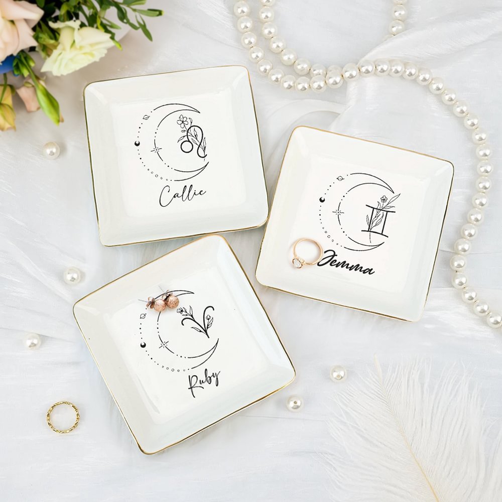 plateu à bijoux personnalisé avec signe zodiaque