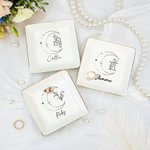 Constellation Zodiac Flower Sign Square Trinket Jewelry Dish avec Name Birthday Wedding Gift for Women