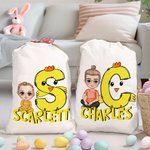 Personalisierte niedlichen Cartoon-Charakter Hase Küken erste Drawstring behandeln Tasche mit Namen Ostern Geburtstag Party Geschenk für Jungen Mädchen